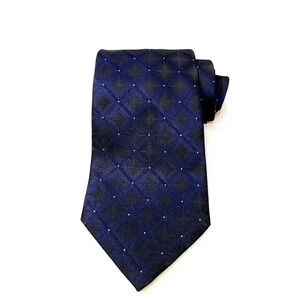 Valentina 100% silk man's Blue w white dotted Tie 60"L x 4" W made in Italy